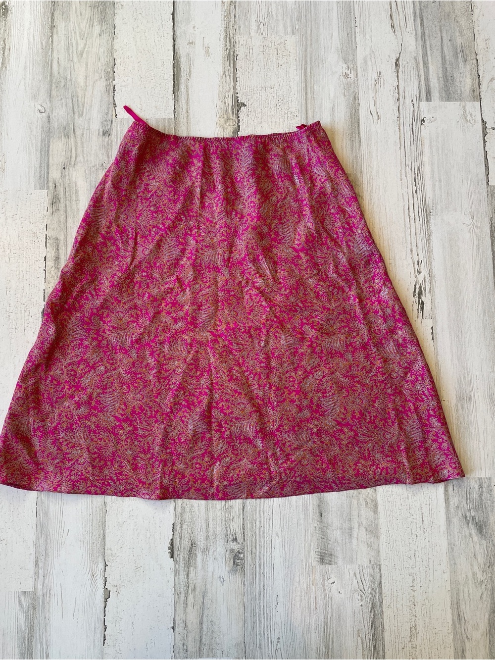 Vintage Gap Skirt 100% Silk Pink & Orange Paisley-Print A-Line Skirt SZ XS